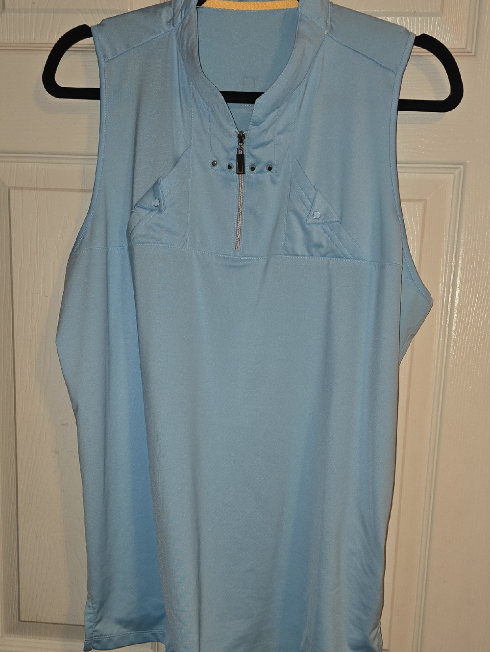 jamie sadock sky blue sleeveless‎ zip mock neck top